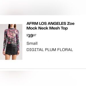 AFRM Floral Long Sleeve Women's Top NWT